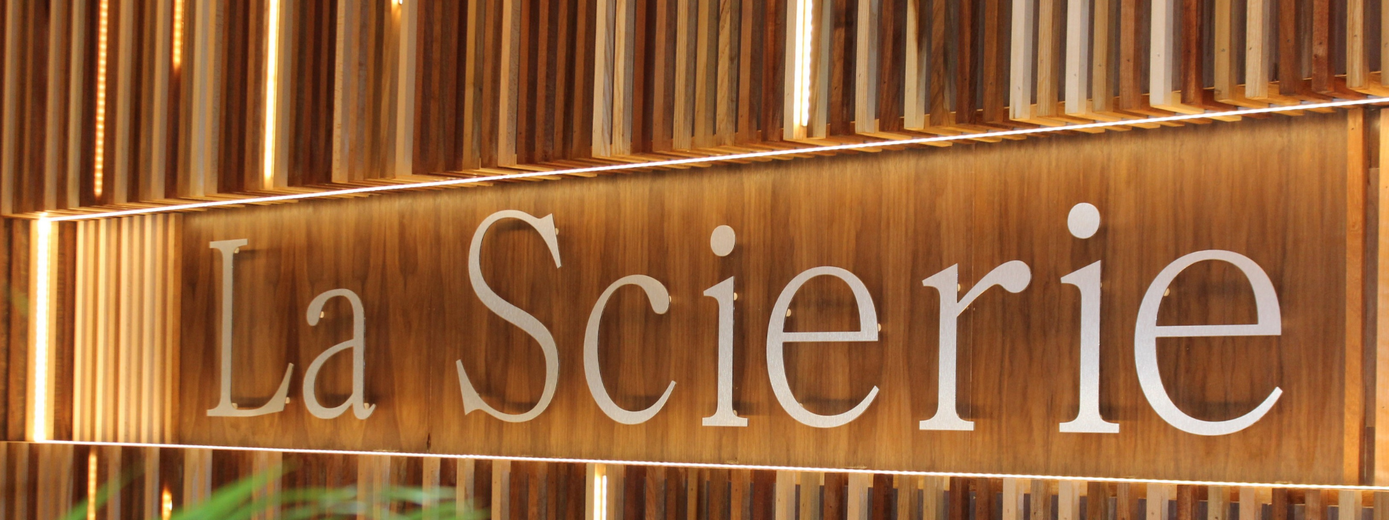 Foyer sign at La Scierie apartments